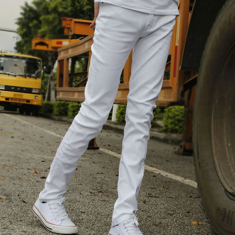 Top Quality 2022 Fashion Casual Solid White Pencil Pants Men Twill Slim Fit Streetwear Hip Hop Teenagers Pantalon Homme
