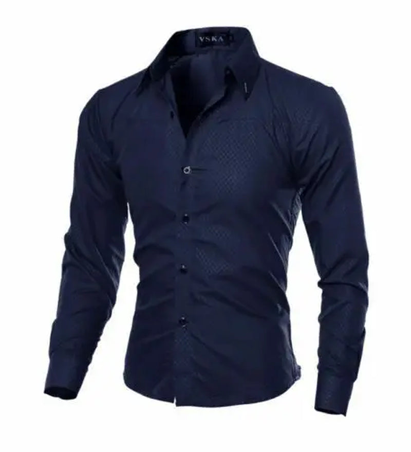 Men'S Luxury Casual Formal Shirt Long Sleeve Slim Fit Business Dress Shirts Men'S Tops