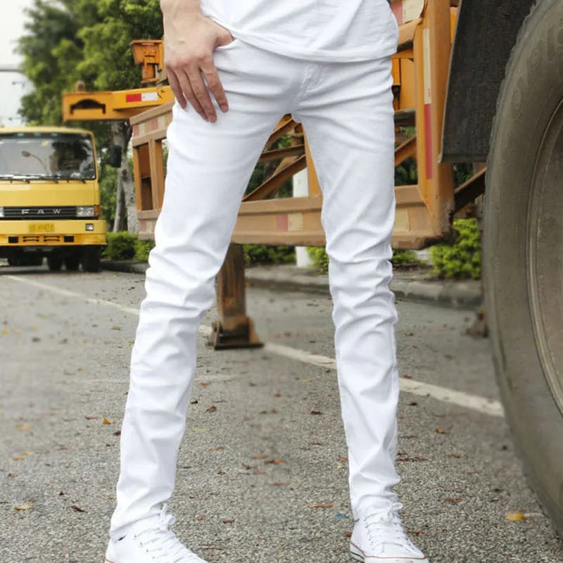 Top Quality 2022 Fashion Casual Solid White Pencil Pants Men Twill Slim Fit Streetwear Hip Hop Teenagers Pantalon Homme