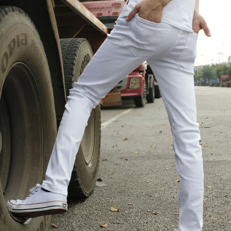 Top Quality 2022 Fashion Casual Solid White Pencil Pants Men Twill Slim Fit Streetwear Hip Hop Teenagers Pantalon Homme