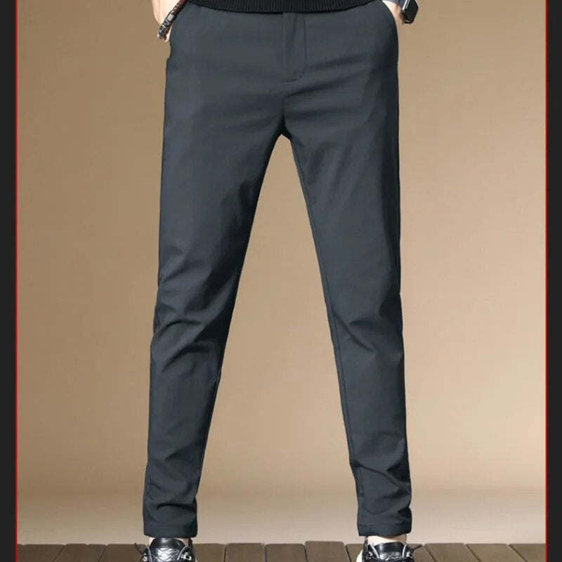 Summer Pants Men High Waist Suit Chinos Trousers Male Non-Iron Work Office Dress Formal Business Social Men'S Stretch Pants