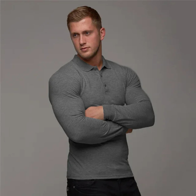 New Brand Cotton Breathable Men'S Polo Shirt Fitness Men Cotton Long Sleeve Poloshirt Brands Clothing Autumn Mens Polo Shirts