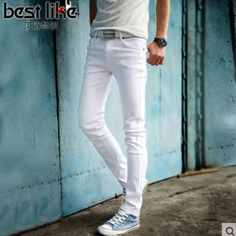 Top Quality 2022 Fashion Casual Solid White Pencil Pants Men Twill Slim Fit Streetwear Hip Hop Teenagers Pantalon Homme