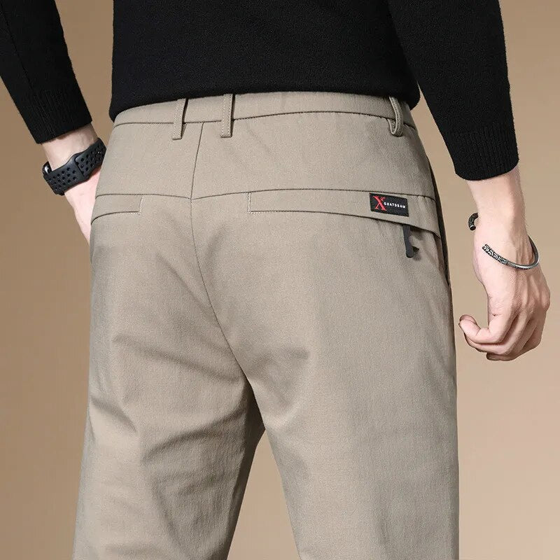 Summer Pants Men High Waist Suit Chinos Trousers Male Non-Iron Work Office Dress Formal Business Social Men'S Stretch Pants