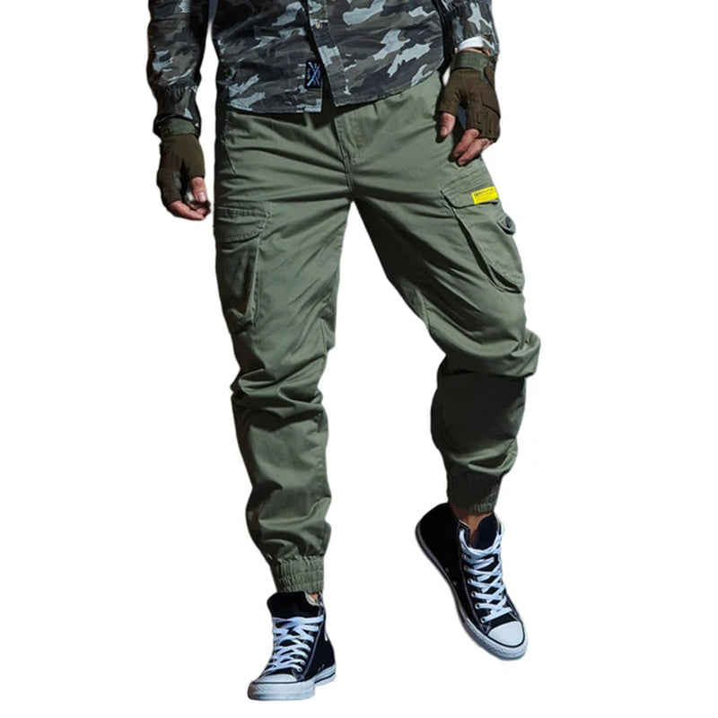 Men'S Cargo Pants Bottoms Popular Multi Pockets Loose-Fitting Ankle Tied Trousers Pants Streetwear Zipper Jogger Pants Outwear