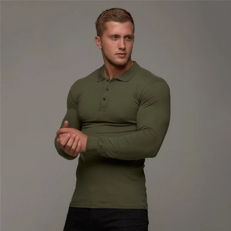 New Brand Cotton Breathable Men'S Polo Shirt Fitness Men Cotton Long Sleeve Poloshirt Brands Clothing Autumn Mens Polo Shirts