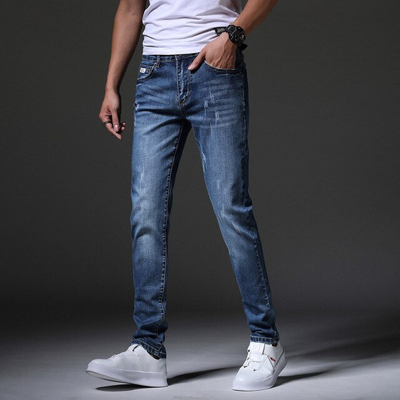 New Fashion Men'S Jeans Light Color Stretch Jeans Casual Straight Slim Fit Multicolor Skinny Jeans Men Cotton Denim Trousers