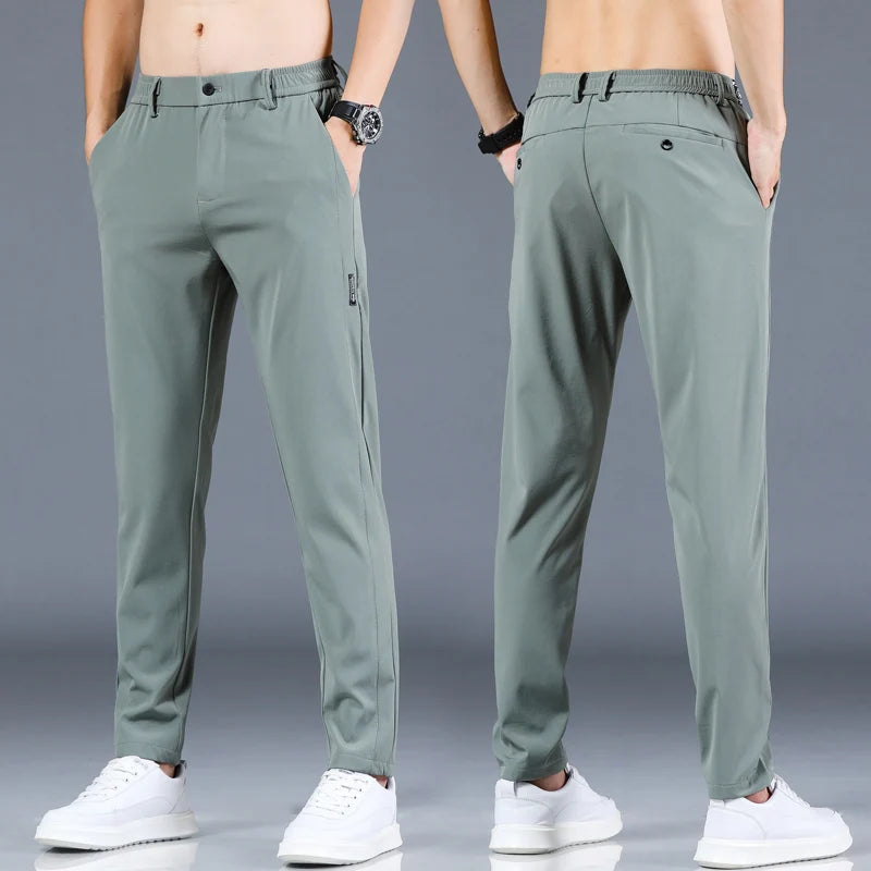 Brand Summer Men'S Casual Pants Men Slim Fit Work Elastic Waist Jogger Pant Outdoor Long Trousers Sweatpants Male plus Size 38