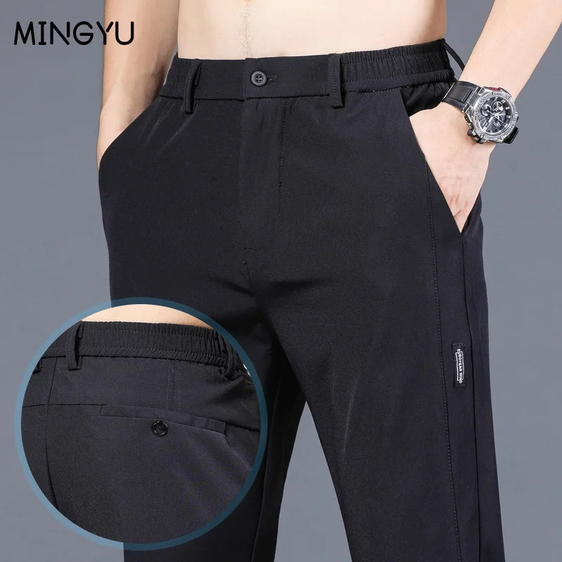 Brand Summer Men'S Casual Pants Men Slim Fit Work Elastic Waist Jogger Pant Outdoor Long Trousers Sweatpants Male plus Size 38