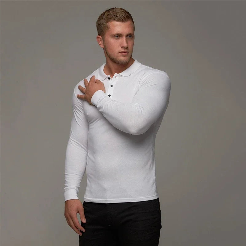 New Brand Cotton Breathable Men'S Polo Shirt Fitness Men Cotton Long Sleeve Poloshirt Brands Clothing Autumn Mens Polo Shirts