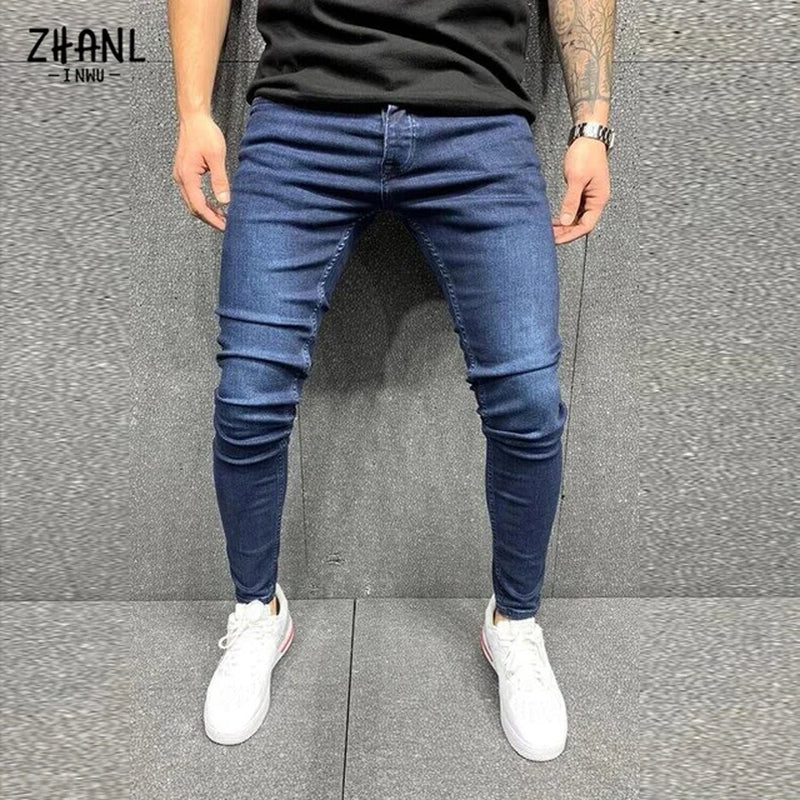 Mens Black Jeans Slim Fit Quality Gray Casual Male Jeans Pants Skinny Fit Men Pants Hip Hop Streetwear Cotton Denim Trousers