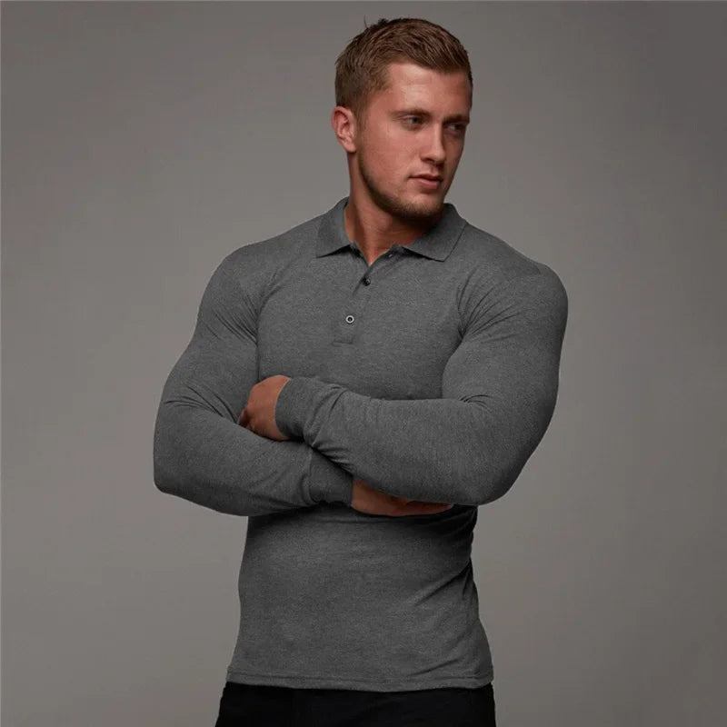 New Brand Cotton Breathable Men'S Polo Shirt Fitness Men Cotton Long Sleeve Poloshirt Brands Clothing Autumn Mens Polo Shirts