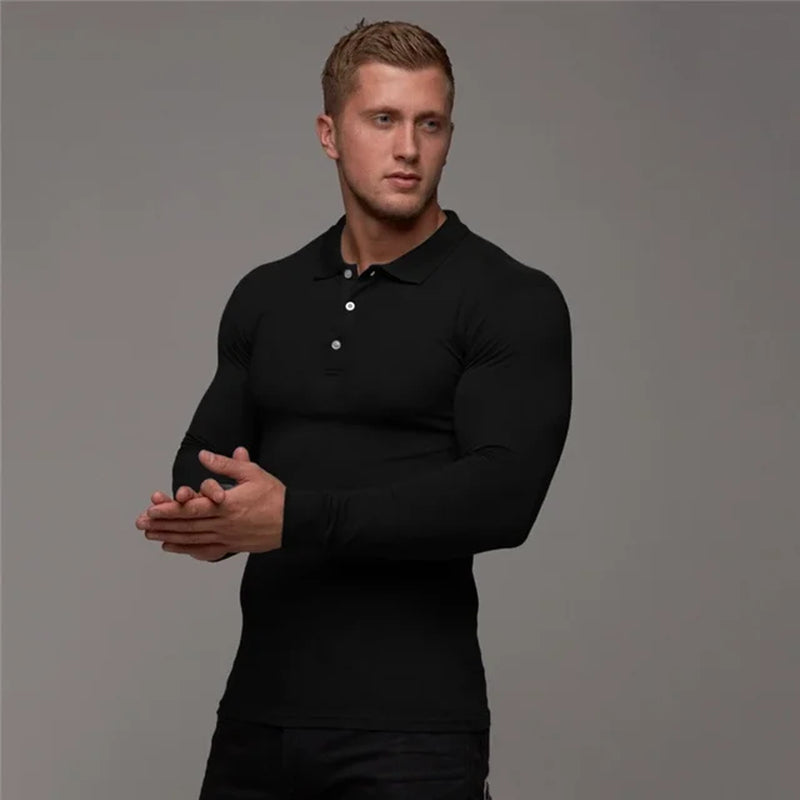 New Brand Cotton Breathable Men'S Polo Shirt Fitness Men Cotton Long Sleeve Poloshirt Brands Clothing Autumn Mens Polo Shirts