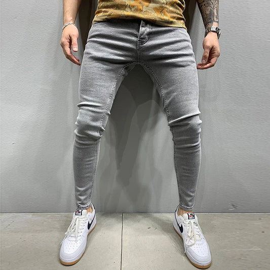 Mens Black Jeans Slim Fit Quality Gray Casual Male Jeans Pants Skinny Fit Men Pants Hip Hop Streetwear Cotton Denim Trousers