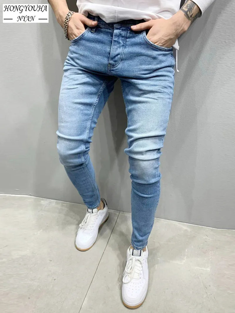 Mens Black Jeans Slim Fit Quality Gray Casual Male Jeans Pants Skinny Fit Men Pants Hip Hop Streetwear Cotton Denim Trousers